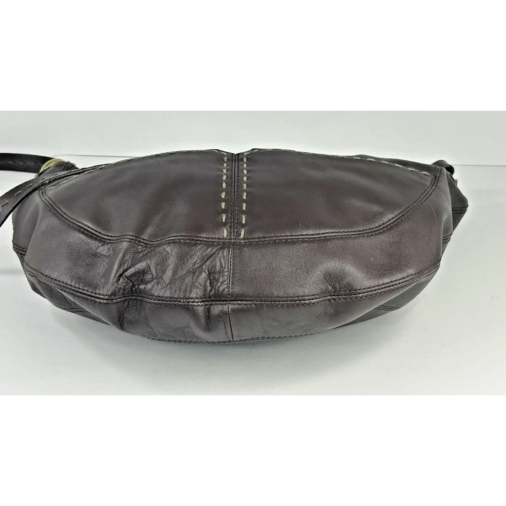 Sigrid Olsen Brown Leather Large Hobo Bag Crecent Shoulder Purse Tassel VTG Y2k